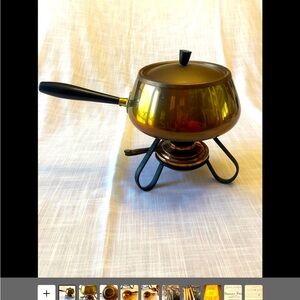 Vintage Copper Fondue Pot Made in Japan Skewers Cookbook The Complete Set